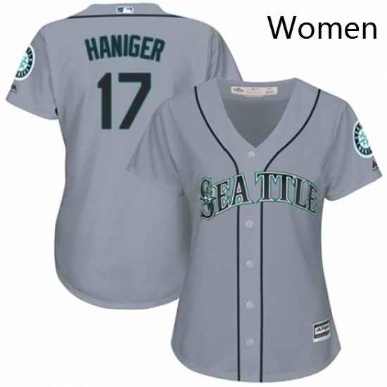 Womens Majestic Seattle Mariners 17 Mitch Haniger Replica Grey Road Cool Base MLB Jersey
